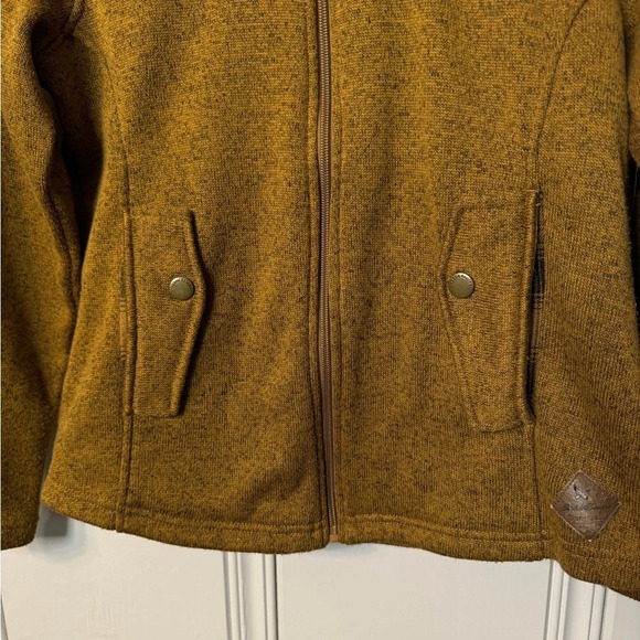 Eddie Bauer Full Zip Hoodie Quilted and Plaid Detail Heathered Gold Size‎ M - Picture 11 of 13